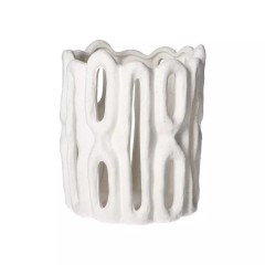 LIGHT HOLDER DIZ STONEWARE WHITE 22 - CANDLE HOLDERS, CANDLES